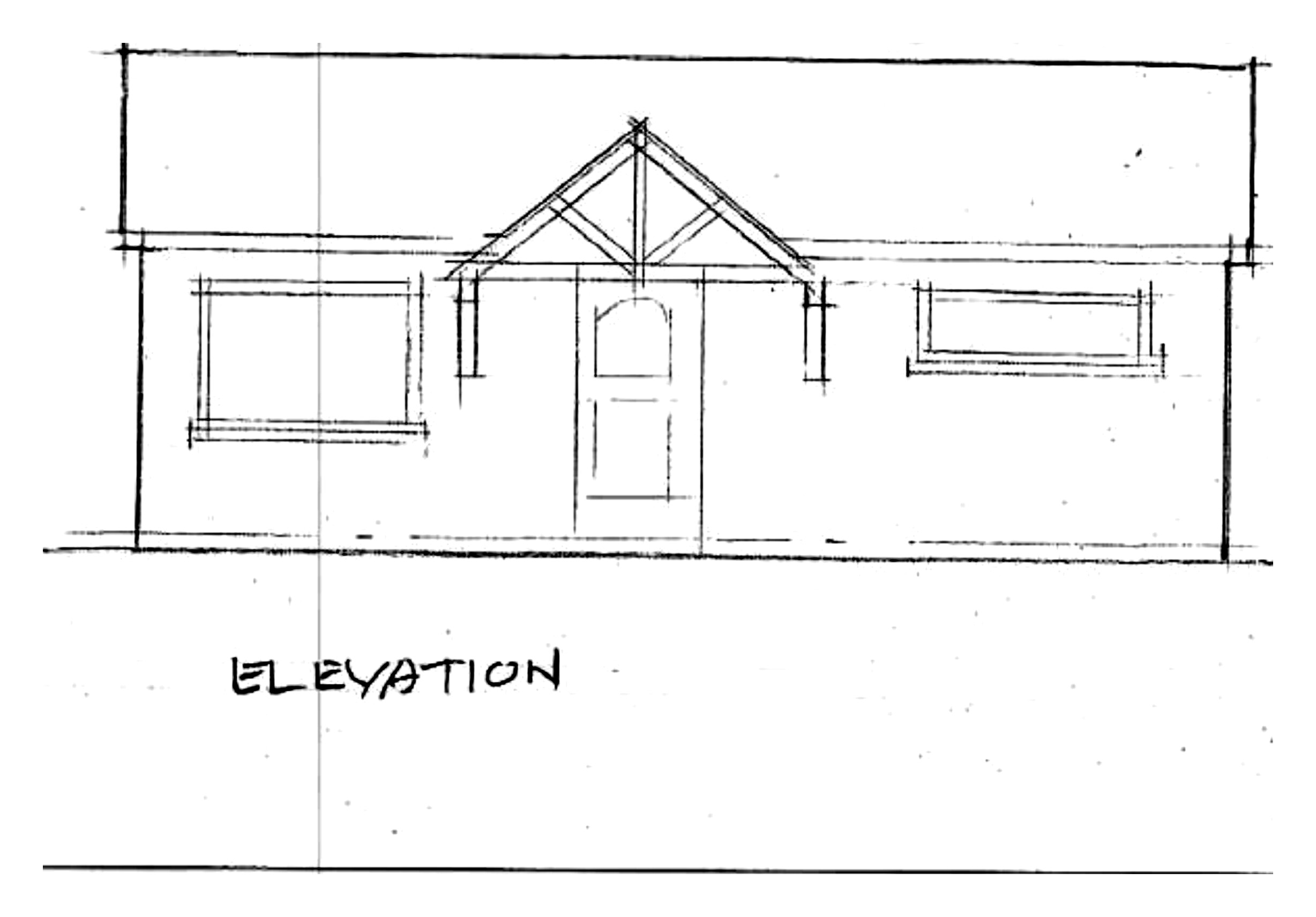 Hand-drawn elevation sketch by John Kinstle